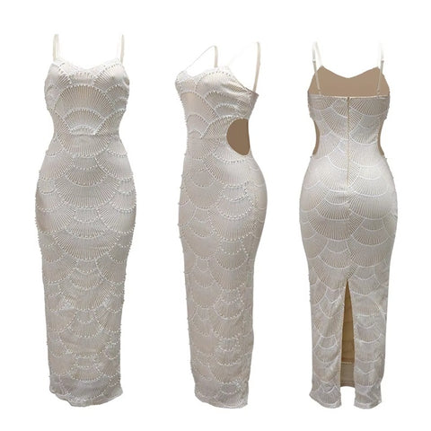 New V Neck Sleeveless Pullover Hollow Sexy Long Dress CODE: KAR4607