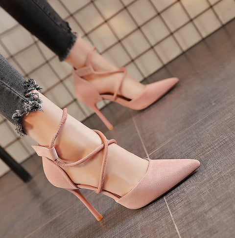 New Fashion Sexy Pointed Suede Hollow High Heels CODE: KAR4612