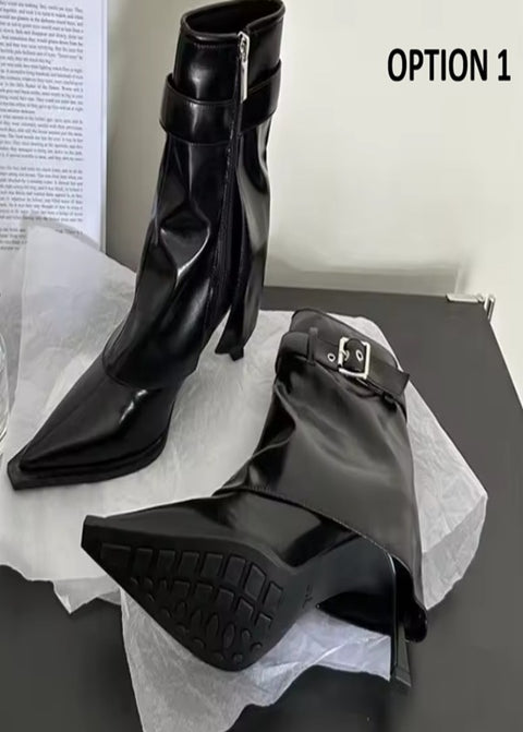 New Design Thin Heels Pointed Toe Zipper Ankle Boots CODE: KAR4614