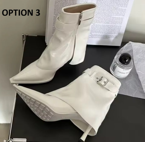 New Design Thin Heels Pointed Toe Zipper Ankle Boots CODE: KAR4614