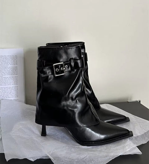 New Design Thin Heels Pointed Toe Zipper Ankle Boots CODE: KAR4614