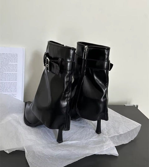 New Design Thin Heels Pointed Toe Zipper Ankle Boots CODE: KAR4614