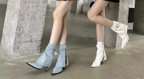 New Design Thin Heels Pointed Toe Zipper Ankle Boots CODE: KAR4614