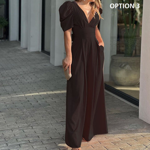 New Fashion Solid Rompers Overalls Wide Leg Pants Pockets Jumpsuits CODE: KAR4617