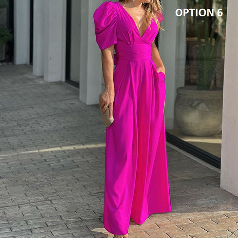 New Fashion Solid Rompers Overalls Wide Leg Pants Pockets Jumpsuits CODE: KAR4617