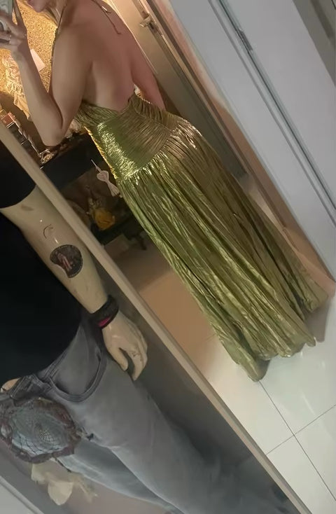 New Fashion Gold Halter Neck Evening Dress CODE: KAR4619