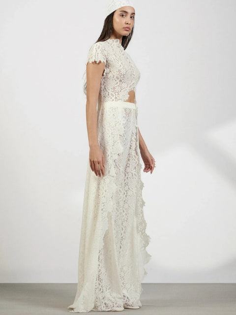 New Fashion Lace Cutout Cardigan & Wide-Leg Pants Two Piece Set CODE: KAR4623