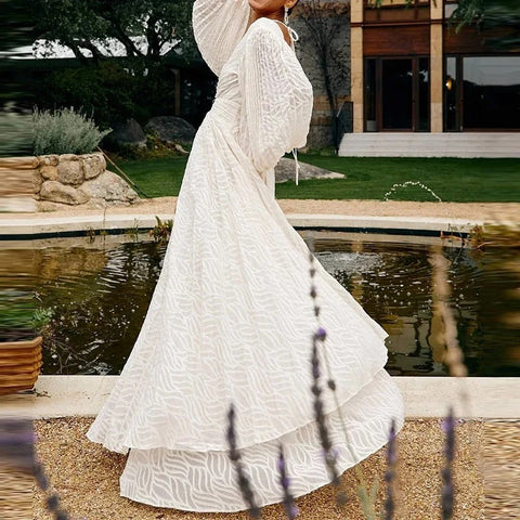 New Fashion Elegant V-neck Jacquard Swing Long Dress CODE: KAR4625