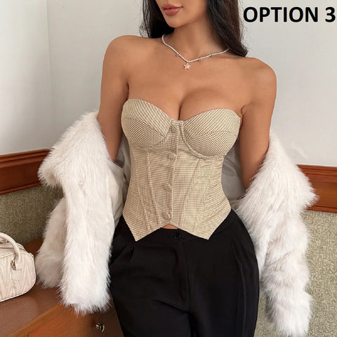 New Fashion Off Shoulder chic sexy button Spliced Tank Top CODE: KAR4627