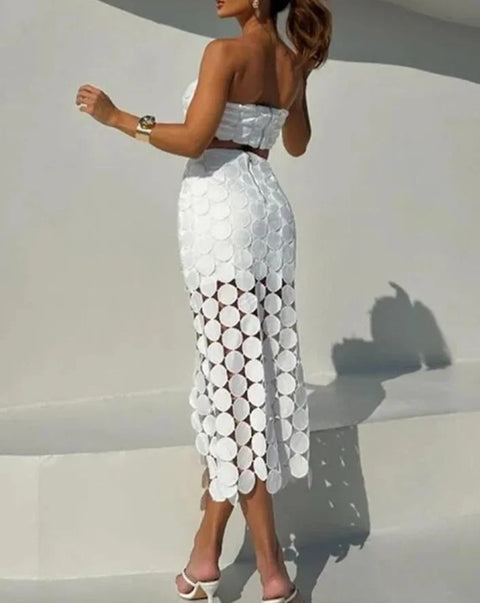 New Bandeau Sleeveless Crop Top & High Waist Casual Skirt Set CODE: KAR4630