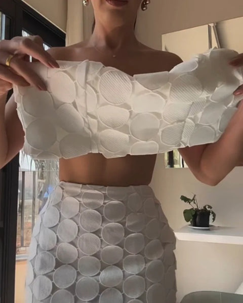 New Bandeau Sleeveless Crop Top & High Waist Casual Skirt Set CODE: KAR4630