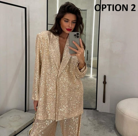 New Casual Sequin Urban Street Loose 2 Piece Set CODE: KAR4638