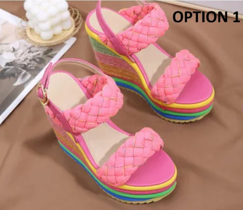 New Open Toe Rainbow Wedge Platform Sandals CODE: KAR4645