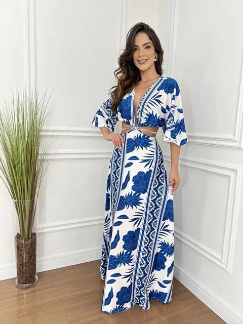 New Fashionable Geometric Print Long Dress CODE: KAR4646