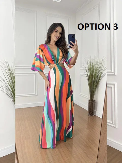 New Fashionable Geometric Print Long Dress CODE: KAR4646