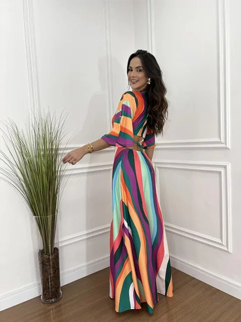 New Fashionable Geometric Print Long Dress CODE: KAR4646