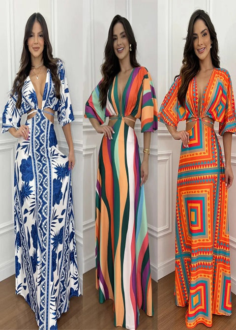 New Fashionable Geometric Print Long Dress CODE: KAR4646