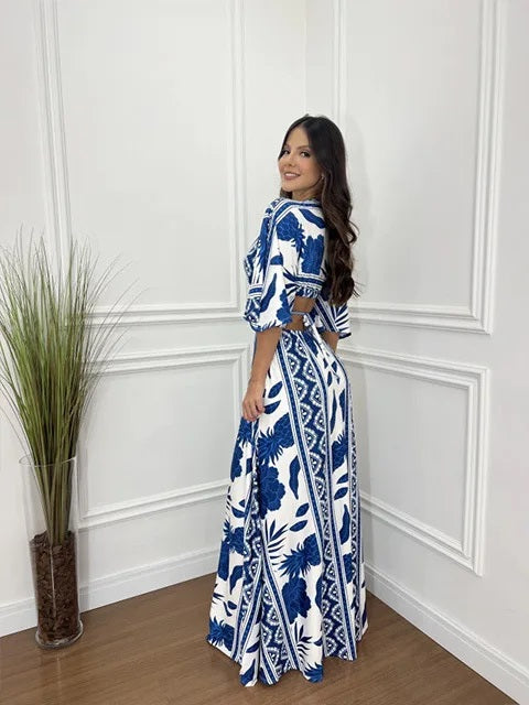 New Fashionable Geometric Print Long Dress CODE: KAR4646