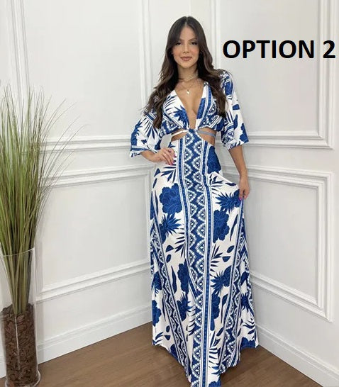 New Fashionable Geometric Print Long Dress CODE: KAR4646