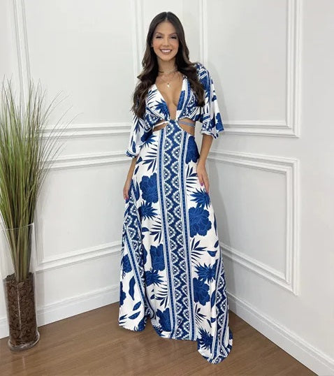 New Fashionable Geometric Print Long Dress CODE: KAR4646