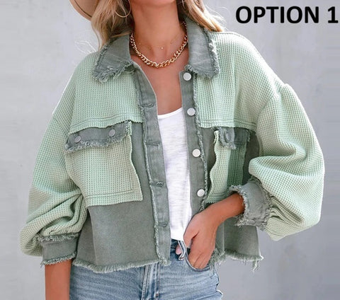 Fashion Lapel Single-breasted Loose Splicing Jackets CODE: KAR4649