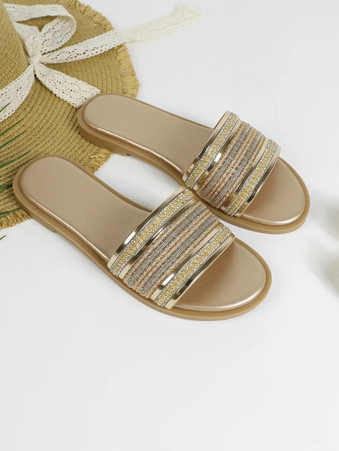 New Fashion Retro Style Open Toe Slides Comfortable Flat CODE: KAR4653