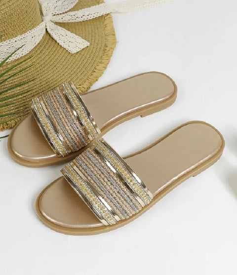 New Fashion Retro Style Open Toe Slides Comfortable Flat CODE: KAR4653