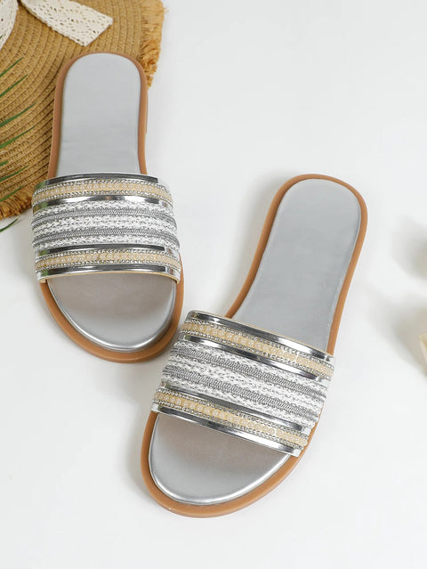 New Fashion Retro Style Open Toe Slides Comfortable Flat CODE: KAR4653