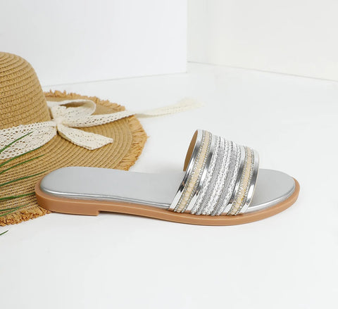 New Fashion Retro Style Open Toe Slides Comfortable Flat CODE: KAR4653