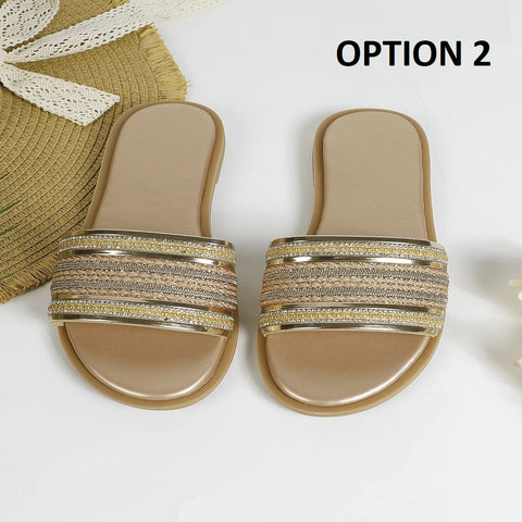 New Fashion Retro Style Open Toe Slides Comfortable Flat CODE: KAR4653