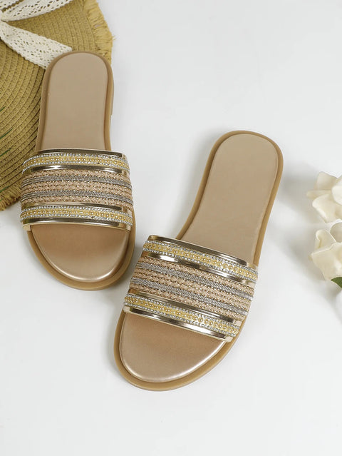 New Fashion Retro Style Open Toe Slides Comfortable Flat CODE: KAR4653