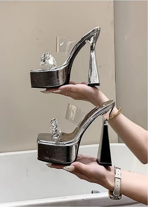 New Fashion Glitter Slides Mules Platform Heel CODE: KAR4659