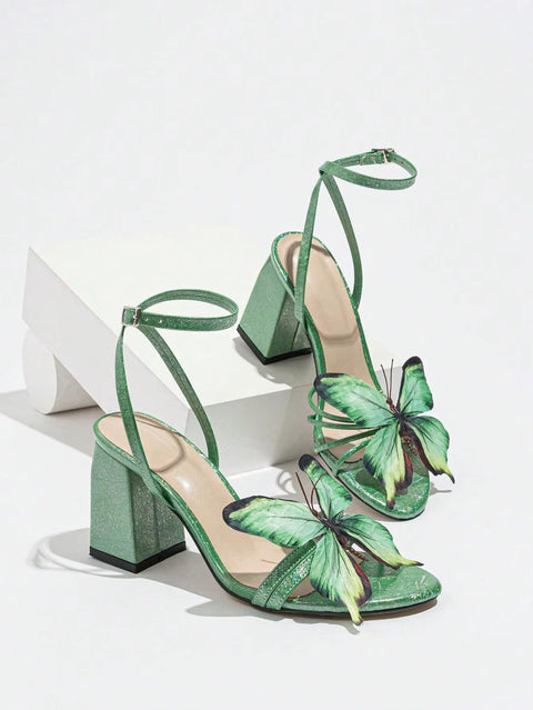 New Summer Fashion Butterfly Cross Back Strap Thick Heel CODE: KAR4660