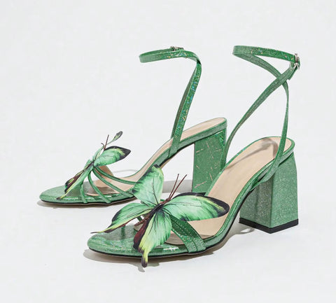 New Summer Fashion Butterfly Cross Back Strap Thick Heel CODE: KAR4660