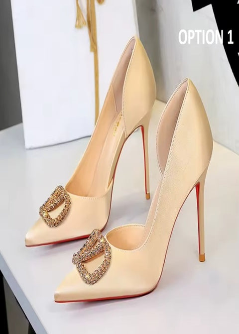 New High Cut Out Buckle Pointed Toe Heels CODE: KAR4667