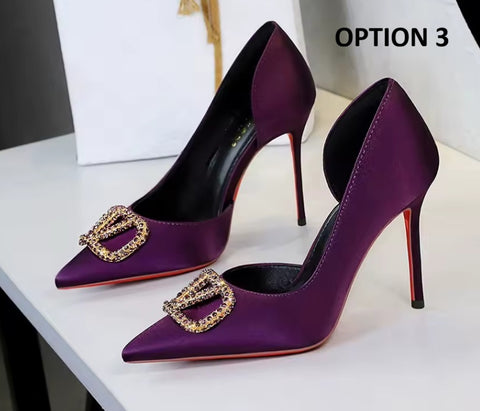 New High Cut Out Buckle Pointed Toe Heels CODE: KAR4667