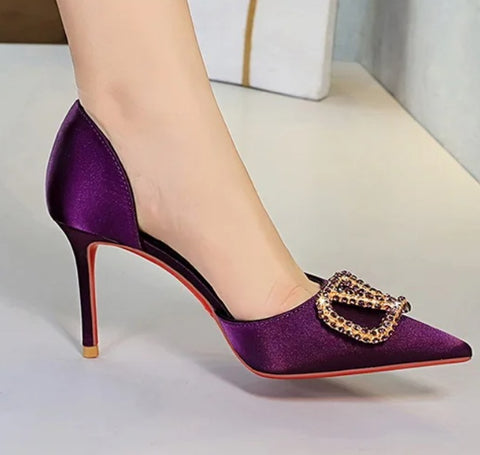 New High Cut Out Buckle Pointed Toe Heels CODE: KAR4667