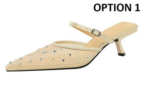 New Fashion Elegant Mesh Lace Pointed Toe Thin Heel CODE: KAR4671