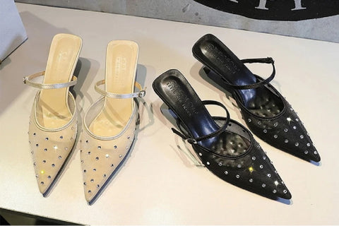 New Fashion Elegant Mesh Lace Pointed Toe Thin Heel CODE: KAR4671