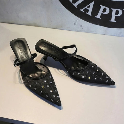 New Fashion Elegant Mesh Lace Pointed Toe Thin Heel CODE: KAR4671