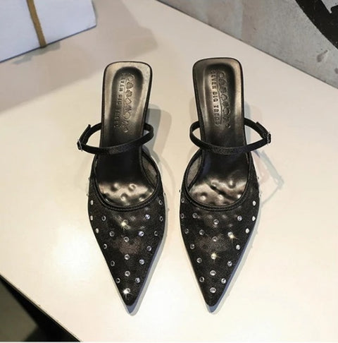 New Fashion Elegant Mesh Lace Pointed Toe Thin Heel CODE: KAR4671