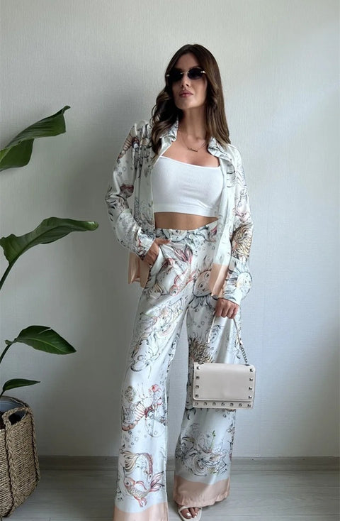 New Print Fashion Shirt&pants Luxury Wear 2Pcs Set CODE: KAR4688