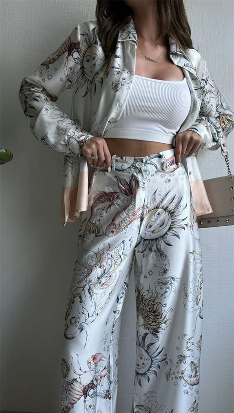 New Print Fashion Shirt&pants Luxury Wear 2Pcs Set CODE: KAR4688