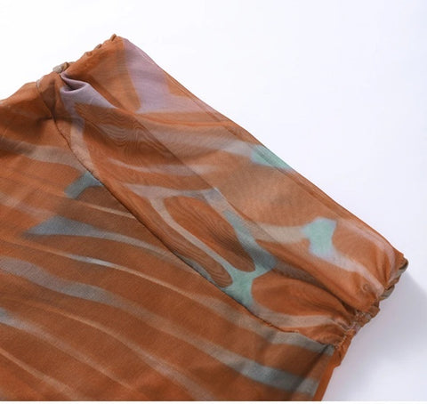 New Sexy Printed High Waist Long Skirt 2 Piece Set CODE: KAR4689