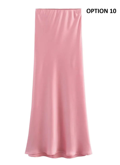 New elastic waist casual versatile Midi Skirt CODE: KAR4692