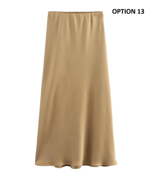 New elastic waist casual versatile Midi Skirt CODE: KAR4692