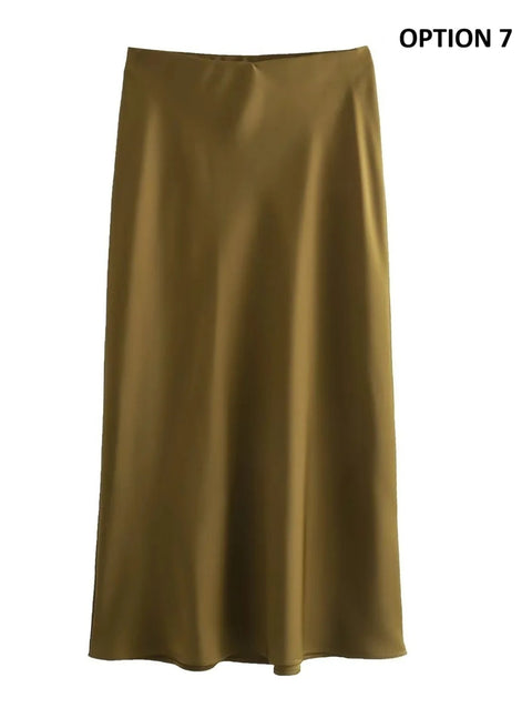 New elastic waist casual versatile Midi Skirt CODE: KAR4692
