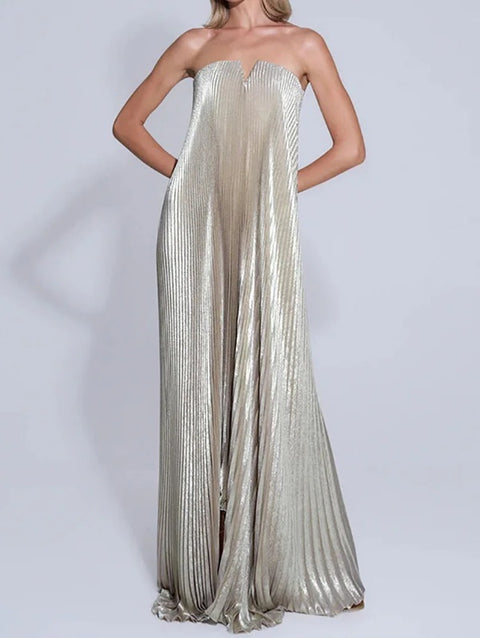 New Sexy Backless Strapless Patchwork Maxi Long Dress CODE: KAR4696