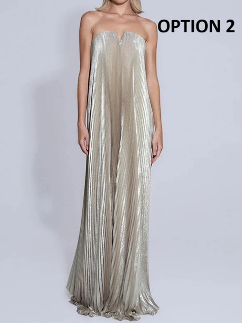 New Sexy Backless Strapless Patchwork Maxi Long Dress CODE: KAR4696