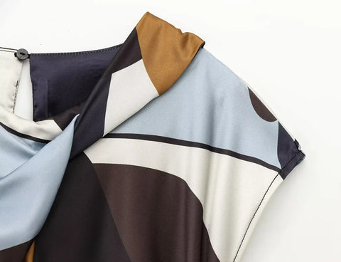 New Fashion Versatile Print Short-sleeved Long Midi Dress CODE: KAR4697